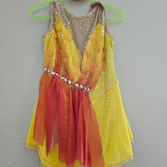 Figure Skating Dress,Girls Women Splice with Irregular Hem Performance Competiti - Picture 2 of 5